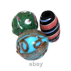 (2480) Three Antique Murano Venezia Glass Beads End of 19th century bead