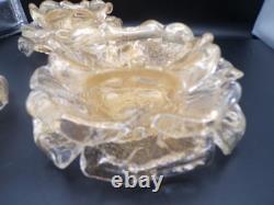 3 Vintage Murano Archimede Seguso GOLD Glass FLORIFORM TEALIGHT HOLDER ROSE BOWL