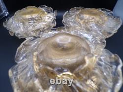 3 Vintage Murano Archimede Seguso GOLD Glass FLORIFORM TEALIGHT HOLDER ROSE BOWL