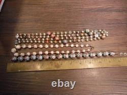 3 Vintage Venetian Murano Italy blue Wedding Cake GLASS BEADS NECKLACE lot