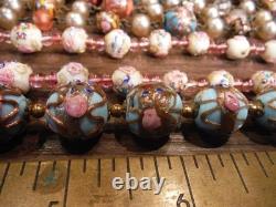 3 Vintage Venetian Murano Italy blue Wedding Cake GLASS BEADS NECKLACE lot