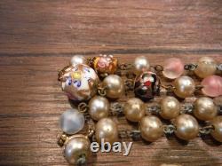 3 Vintage Venetian Murano Italy blue Wedding Cake GLASS BEADS NECKLACE lot