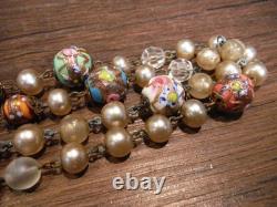 3 Vintage Venetian Murano Italy blue Wedding Cake GLASS BEADS NECKLACE lot