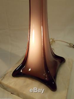 3ft Vintage Amethyst Purple Cased Art Glass Lamp Light Lite Murano Italy Italian