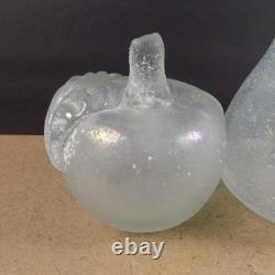 3pc Vintage Murano Scavo Glass Fruit 2 Apples 1 Pear VGC Italy