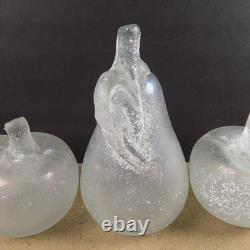 3pc Vintage Murano Scavo Glass Fruit 2 Apples 1 Pear VGC Italy