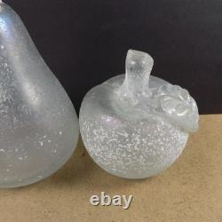 3pc Vintage Murano Scavo Glass Fruit 2 Apples 1 Pear VGC Italy