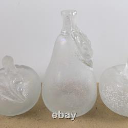 3pc Vintage Murano Scavo Glass Fruit 2 Apples 1 Pear VGC Italy
