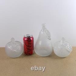 3pc Vintage Murano Scavo Glass Fruit 2 Apples 1 Pear VGC Italy
