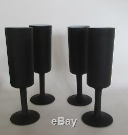 4 Vintage CARLO MORETTI Black Satinato Cased Goblets Champagne Stemware Glasses