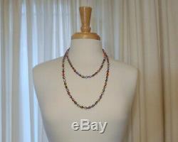 48 Vintage Murano Venetian Millefiori Glass Bead Necklace Estate Jewelry Italy