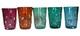 5 Lot Venetian Millefiori Murano Style Hand Blown Color Glass Tumblers Vintage