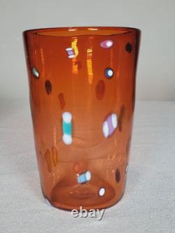 5 Lot Venetian Millefiori Murano Style Hand Blown Color Glass Tumblers Vintage