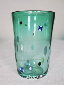 5 Lot Venetian Millefiori Murano Style Hand Blown Color Glass Tumblers Vintage