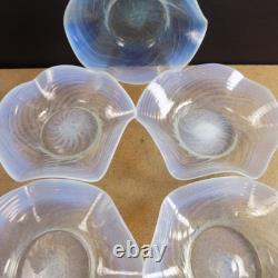 5 Vintage Murano Glass French Opalescent Swirl 5.25 Bowls Blown Italy