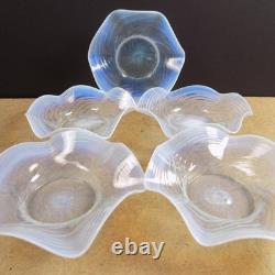 5 Vintage Murano Glass French Opalescent Swirl 5.25 Bowls Blown Italy