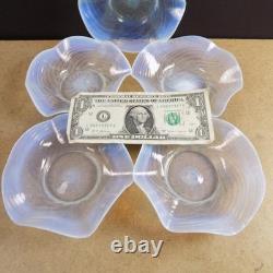 5 Vintage Murano Glass French Opalescent Swirl 5.25 Bowls Blown Italy