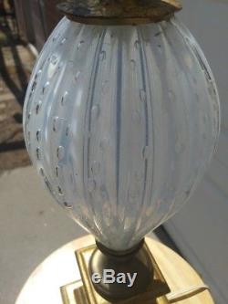50's Murano Glass Table Lamp Barovier & Toso Vintage Made In Italy