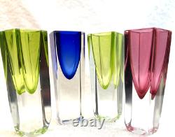 60's 4pc Vintage Murano Sommerso MCM Shot Glasses k Italy Venice, See Pics