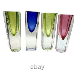60's 4pc Vintage Murano Sommerso MCM Shot Glasses k Italy Venice, See Pics