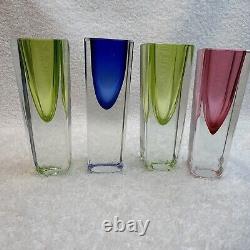 60's 4pc Vintage Murano Sommerso MCM Shot Glasses k Italy Venice, See Pics