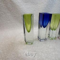 60's 4pc Vintage Murano Sommerso MCM Shot Glasses k Italy Venice, See Pics