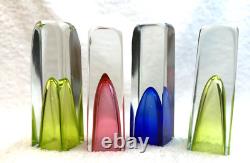 60's 4pc Vintage Murano Sommerso MCM Shot Glasses k Italy Venice, See Pics