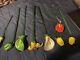 8 Vintage Murano Glass Stem Blown Glass Flowers 14 Long With Vase