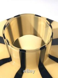 9.5 Vintage Abstract Striped Coffee Glass Flower Vase Murano Toso Italy MCM
