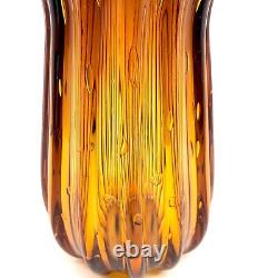 9 Archimede Seguso MCM AMBER Murano Glass Vase Controlled Bubbles Bullicante A+