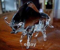 A Beautiful Vintage Murano Sommerso Glass Bull