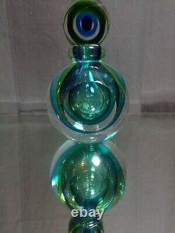 A Flavio Poli Perfume Bottle Sommerso Murano Italy Glass Vintage MCM Blue Green