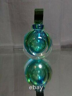 A Flavio Poli Perfume Bottle Sommerso Murano Italy Glass Vintage MCM Blue Green