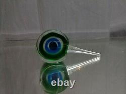 A Flavio Poli Perfume Bottle Sommerso Murano Italy Glass Vintage MCM Blue Green