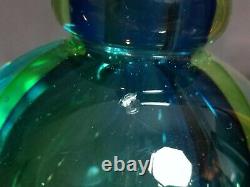 A Flavio Poli Perfume Bottle Sommerso Murano Italy Glass Vintage MCM Blue Green