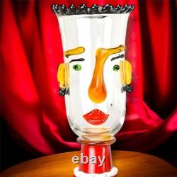 A MURANO Vase STYLE GLASS FIGURINE ABSTRACT Decor Art Bust Blown Italian Rare