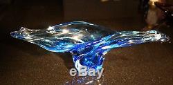 A Stunning Vintage Murano Centrepiece Blue Glass Bowl
