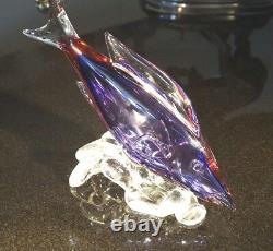 A Stunning Vintage Murano Large Glass Fish In Shades Of Purple