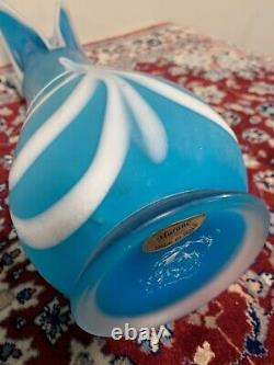 A Vintage Blue Swirl Drip Mid Century Modern Murano Glass Vase
