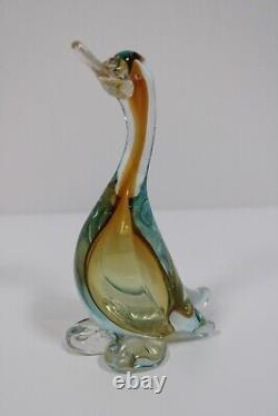 ALFREDO BARBINI Murano Glass Duck Goose Sommerso Art Glass Vintage 50s Italy