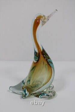 ALFREDO BARBINI Murano Glass Duck Goose Sommerso Art Glass Vintage 50s Italy