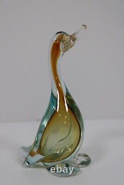 ALFREDO BARBINI Murano Glass Duck Goose Sommerso Art Glass Vintage 50s Italy