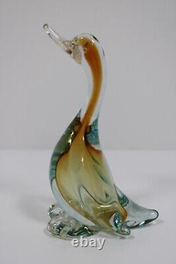 ALFREDO BARBINI Murano Glass Duck Goose Sommerso Art Glass Vintage 50s Italy