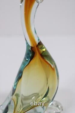 ALFREDO BARBINI Murano Glass Duck Goose Sommerso Art Glass Vintage 50s Italy