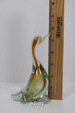 ALFREDO BARBINI Murano Glass Duck Goose Sommerso Art Glass Vintage 50s Italy