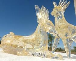 AMAZING Vintage MURANO ART GLASS Alfredo Barbini PAIR OF DEER FIGURINES Figurine