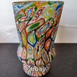 AVEM Satin Scramble Millefiori Goblet Vintage Murano Art Glass