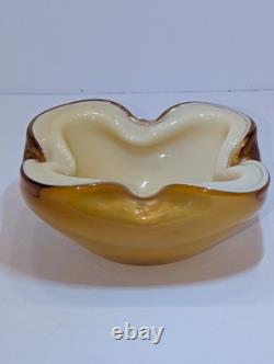 Alfredo Barbini Triple-cased Geode Bowl, Ivory Murano Glass, 1960's Vintage
