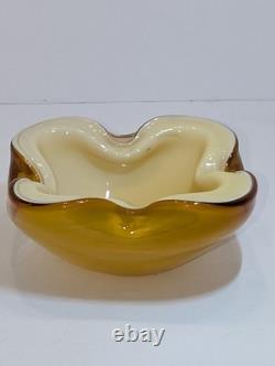 Alfredo Barbini Triple-cased Geode Bowl, Ivory Murano Glass, 1960's Vintage