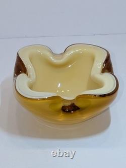 Alfredo Barbini Triple-cased Geode Bowl, Ivory Murano Glass, 1960's Vintage